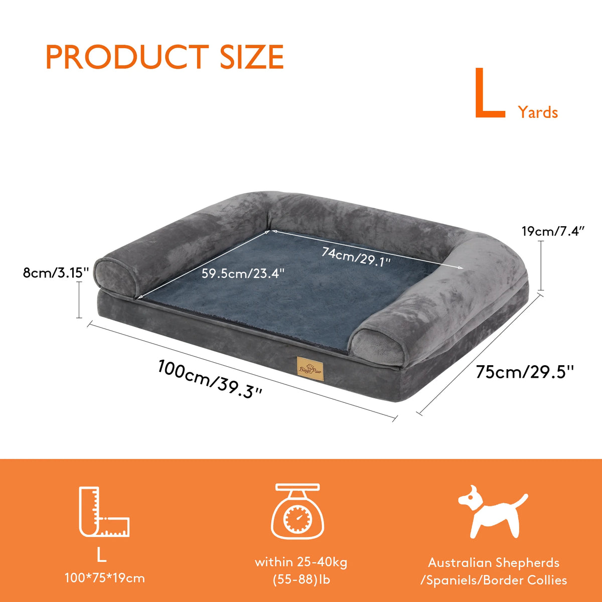 BINGOPAW Orthopedic Dog Bed With Removable Washable Cover Foam Mattress