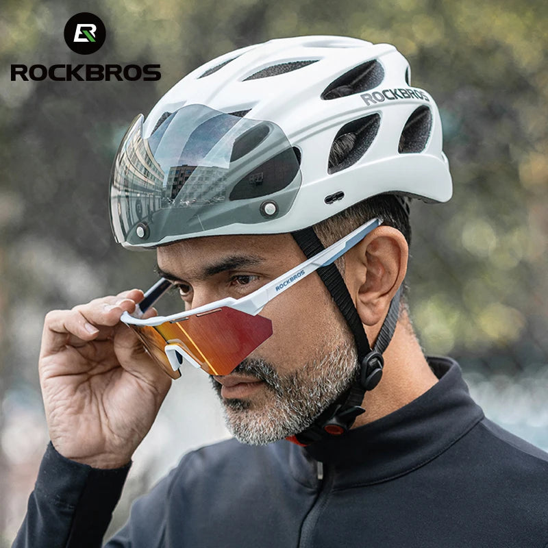 Rockbros Lightweight Cycling Helmet With Goggles For Riding