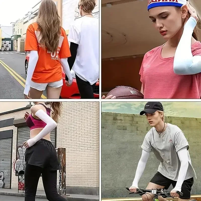 Ice Silk Cooling Arm Covers For Outdoor Sun Protection