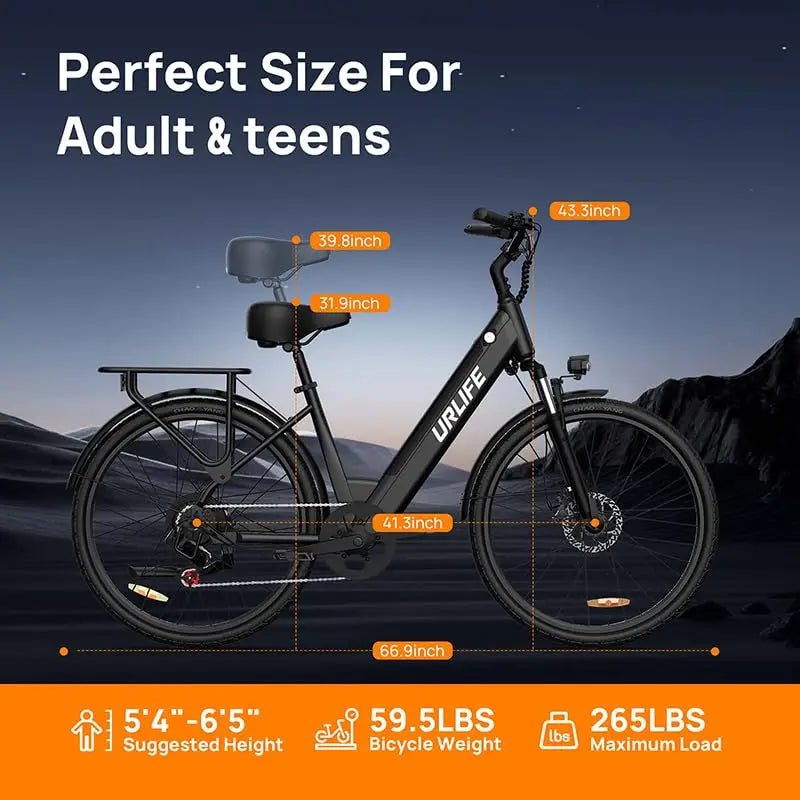 URLIFE E26 Electric Commuter Bike With Removable Battery