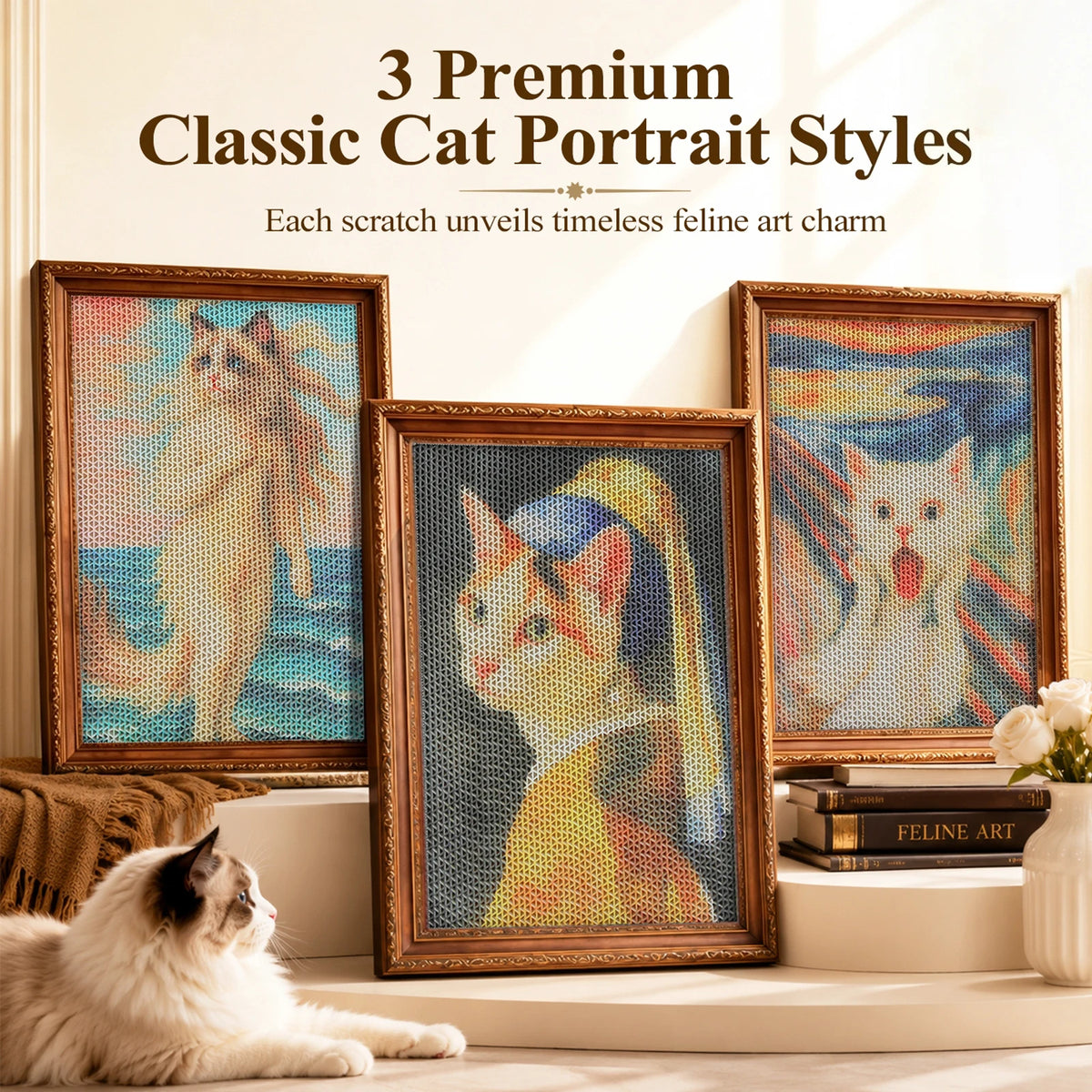 PAWZ Road 3 Pack Cardboard Cat Wall Scratcher With Adhesive