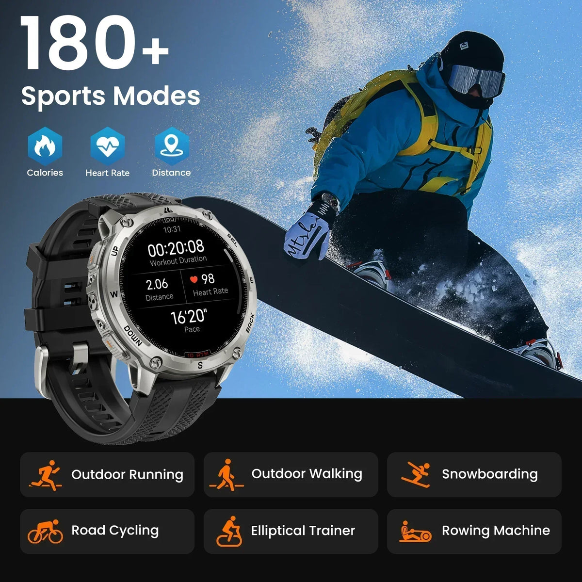 KOSPET Tank T4 Rugged Smartwatch With GPS And Heart Rate