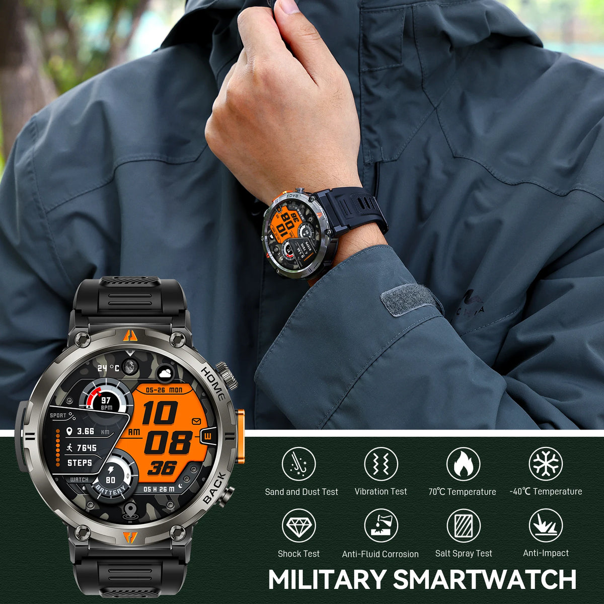 EIGIIS KE3 Bluetooth Smartwatch With Heart Rate And Health Monitor