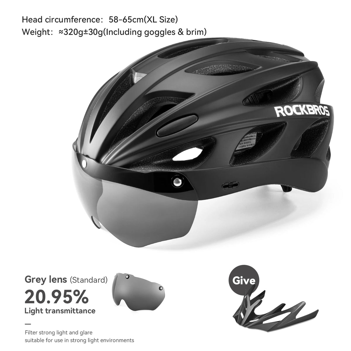 Rockbros Lightweight Cycling Helmet With Goggles For Riding