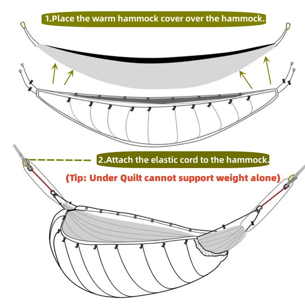 Single Hammock Underquilt Sleeping Bag Insulated Lightweight Camping Gear