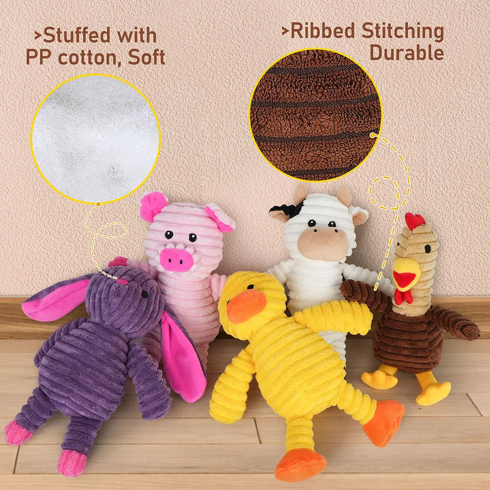 Plush Squeaky Dog Toys Assorted Animal Chew Toy Bundle