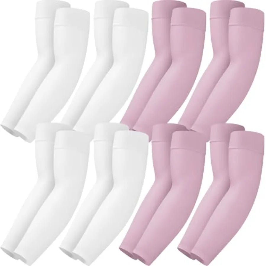 8 Pairs Soft Arm Sleeves, UV Sun Protection Cooling Compression Arm Covers for Outdoor Work, Sports, Men and Women