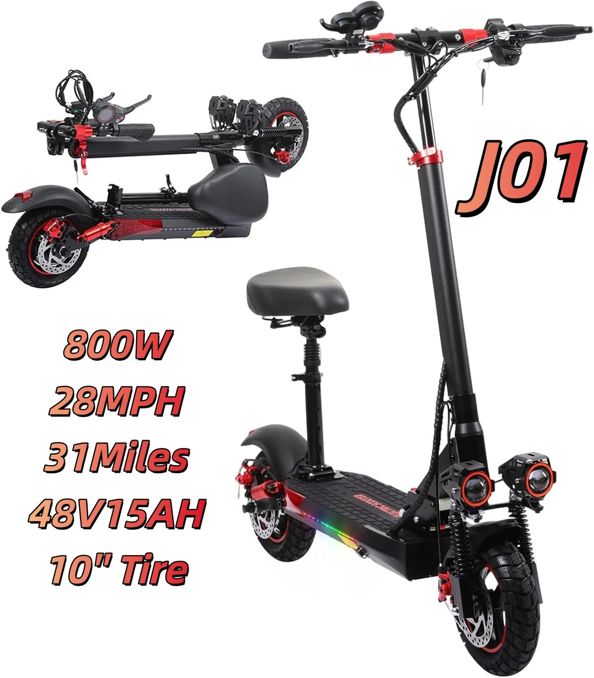 EOEOTWO 1200W Off Road Electric Scooter 48V 30MPH Foldable E-Scooter