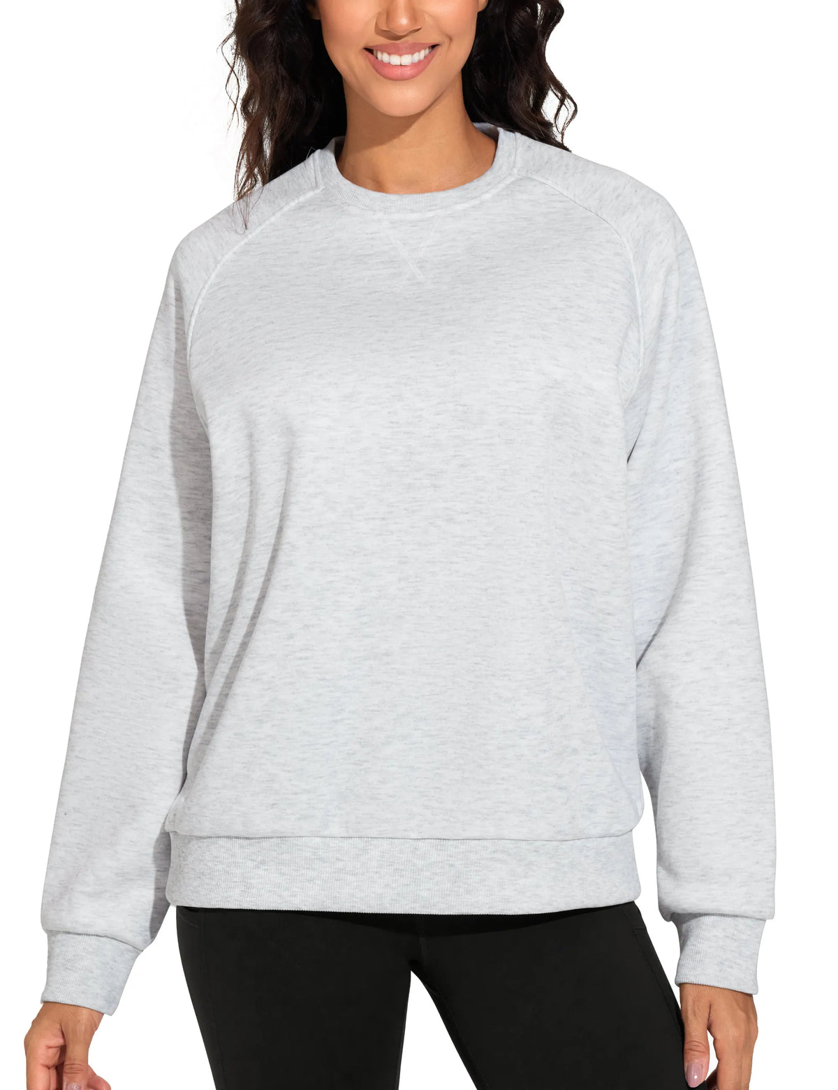 THE GYM PEOPLE Women's Long Sleeves Fleece Sweatshirts Loose Fit Crewneck Workout Casual Pullover Tops