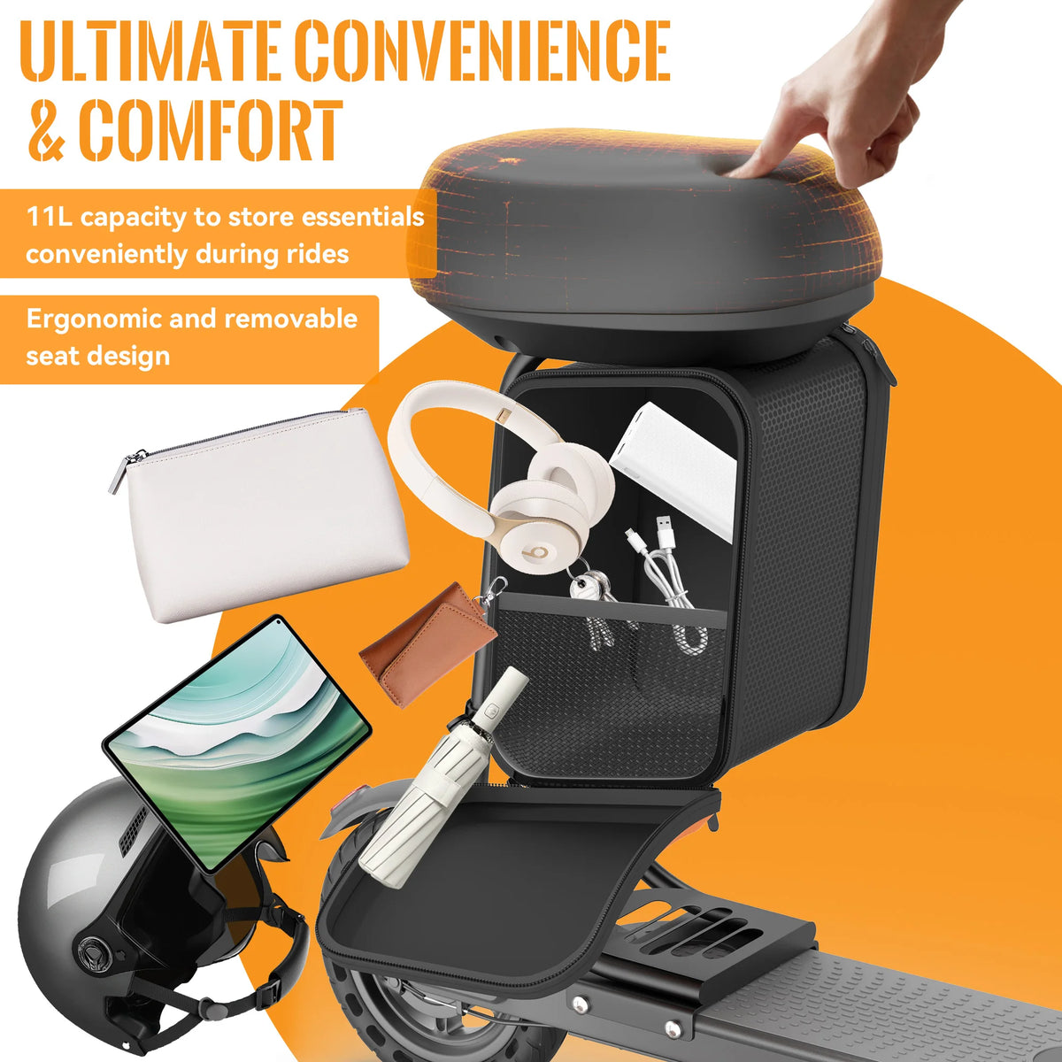 AOVOPRO Electric Scooter With Solid Tires And Removable Seat