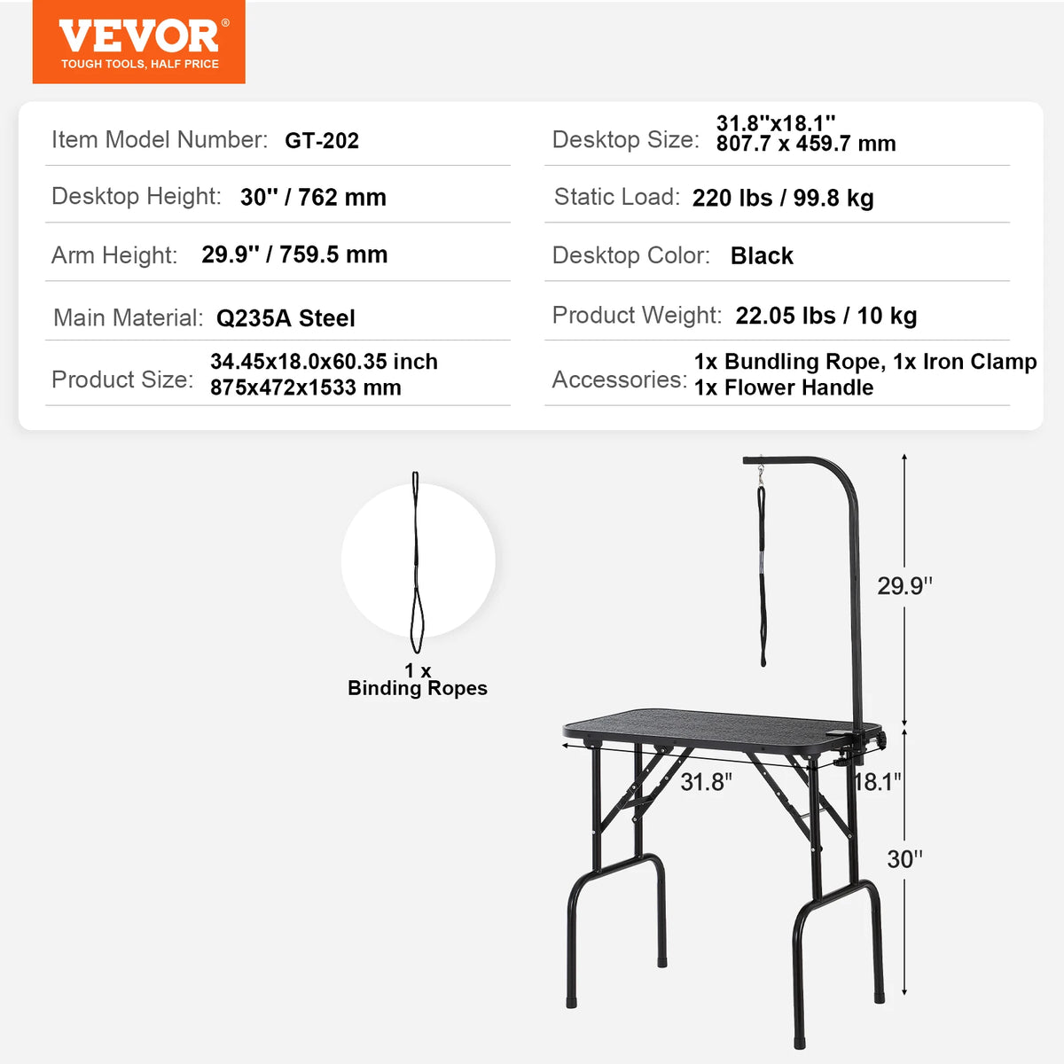 SucceBuy Foldable Dog Grooming Table With Dual Arms And Clamp