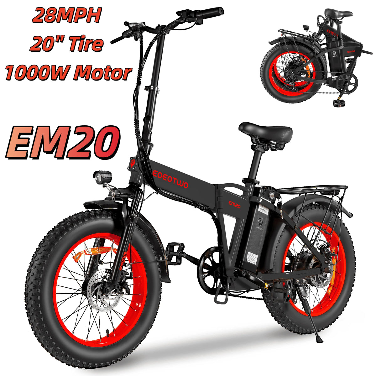 Eoeotwo 1000W Electric Bike 48V 15Ah Battery 34Mph 60Mi Range