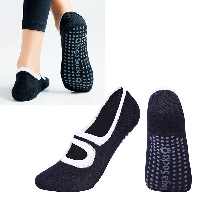 Women Breathable Yoga Socks Anti-Slip Cotton Blend Pilates Dance Training