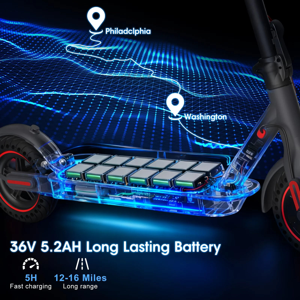 OBX Foldable Electric Scooter 350W Motor With 16 Mile Range