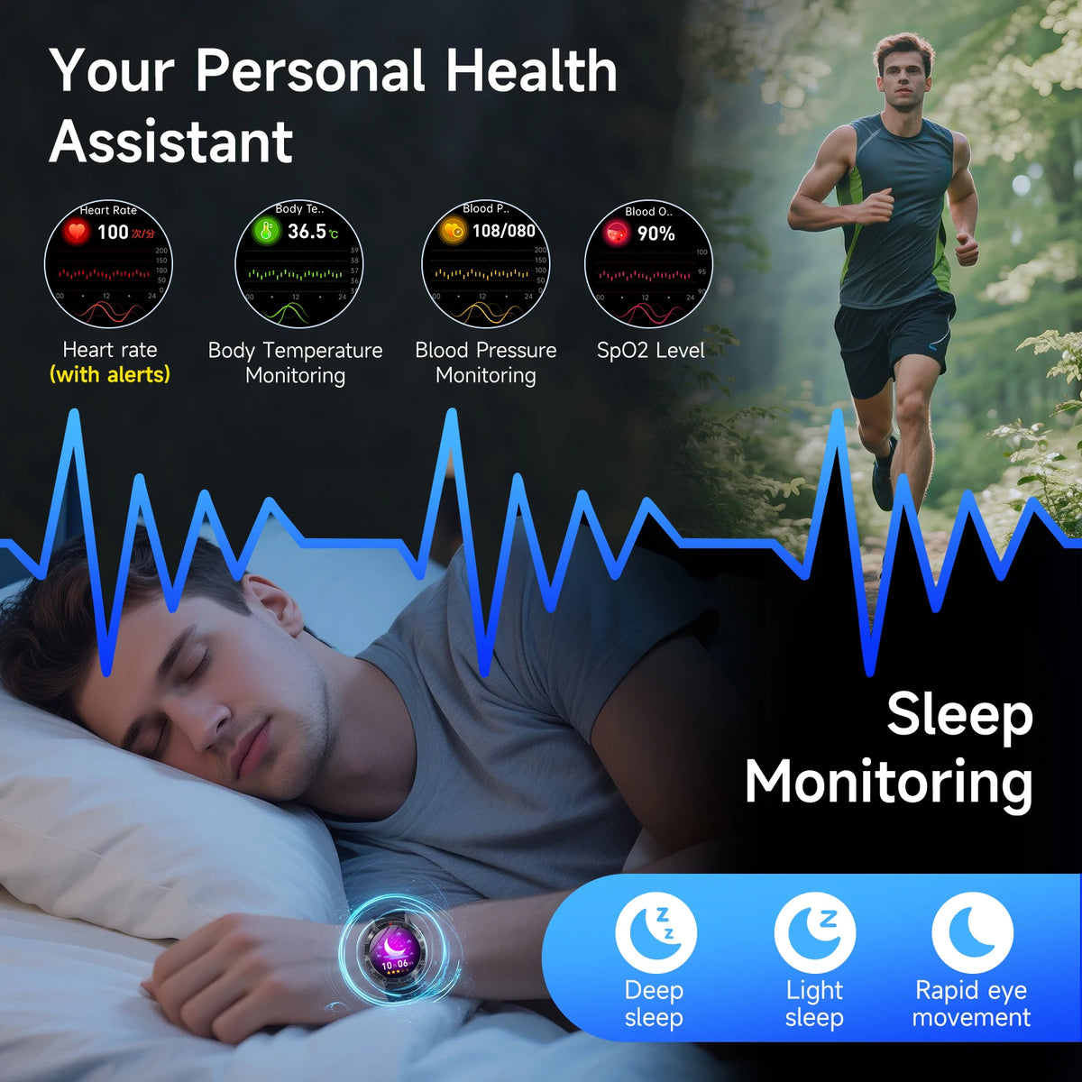 Marsyu Smartwatch With Ecg Ppg Blood Pressure Health Tracker
