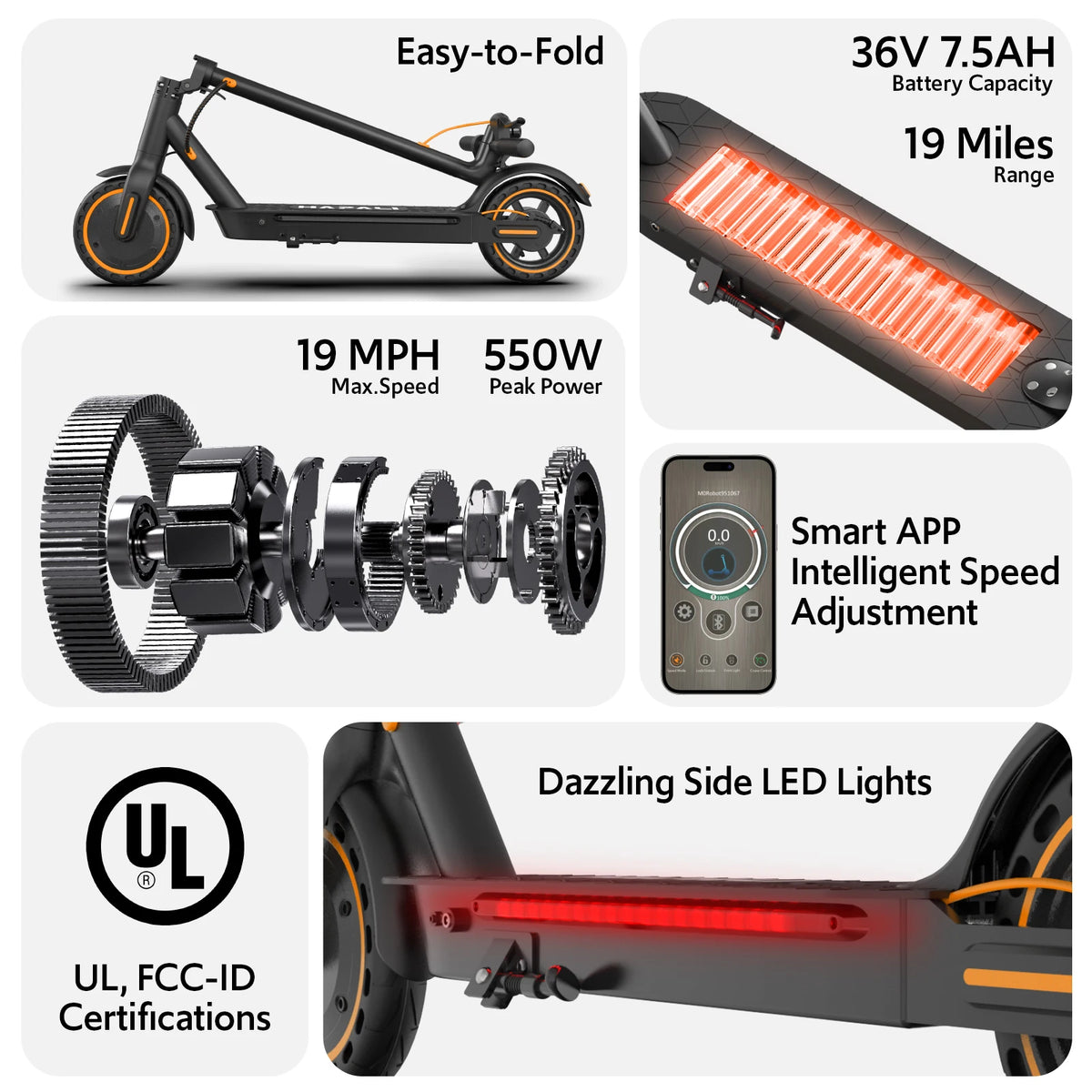 Osboo Foldable Electric Scooter With App Control And Lighting