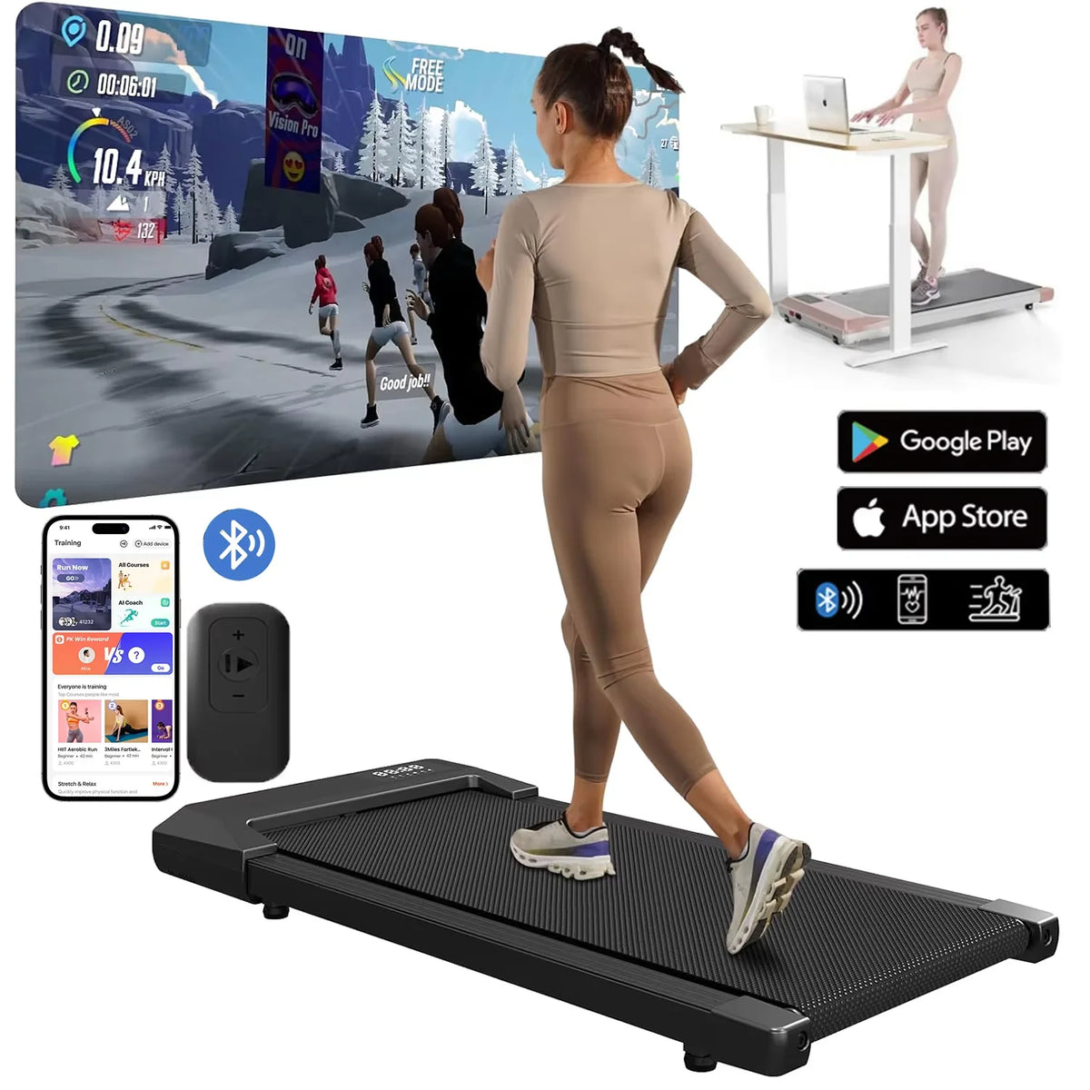 Superun Treadmill For Home With Bluetooth LCD Display
