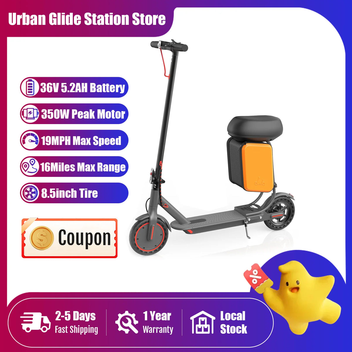 AOVOPRO Electric Scooter With Solid Tires And Removable Seat