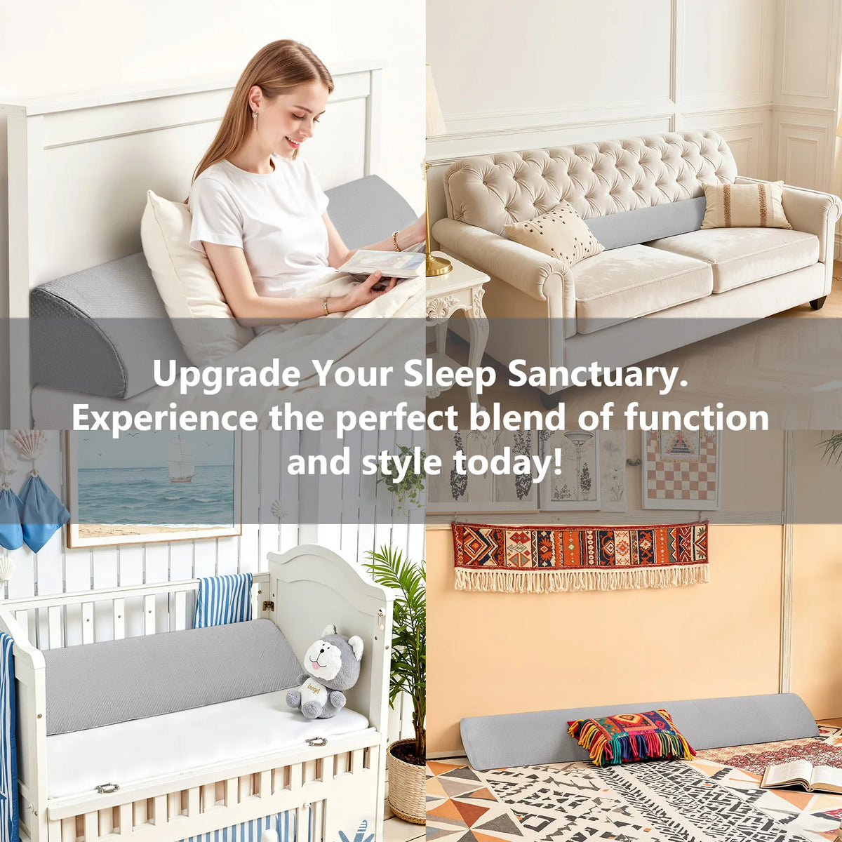 MCQ Ergonomic Memory Foam Bed Wedge Pillow With Cooling Cover