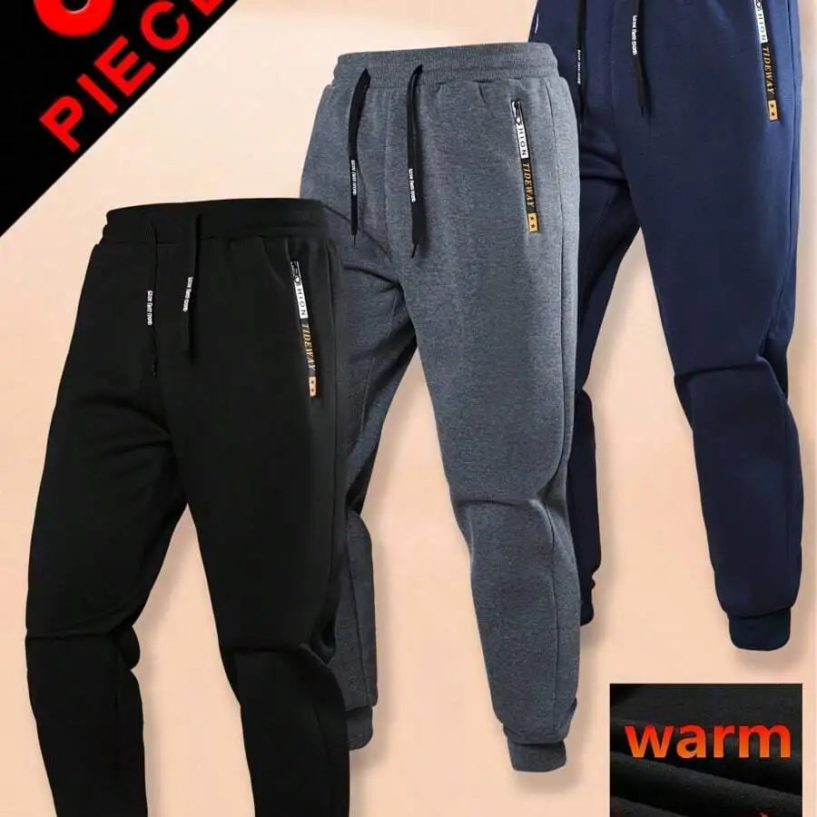 Warm Fleece Lined Mens Casual Jogger Pants Set Of Three
