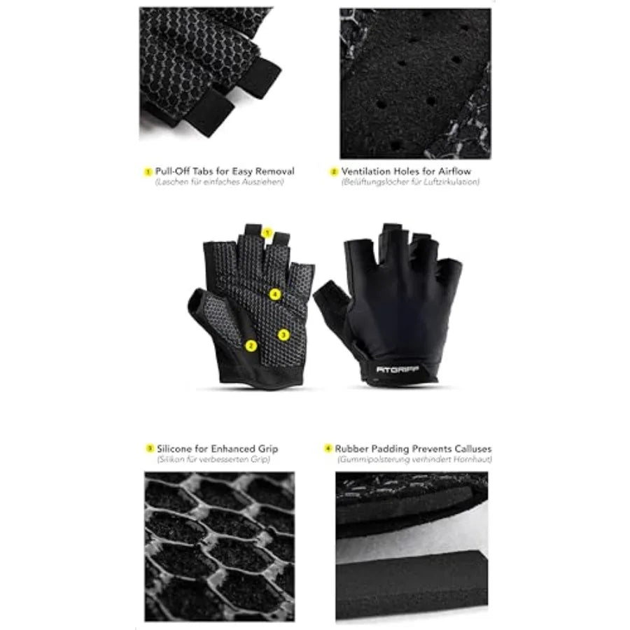 Padded Fingerless Workout Gloves For Weight Lifting And Training