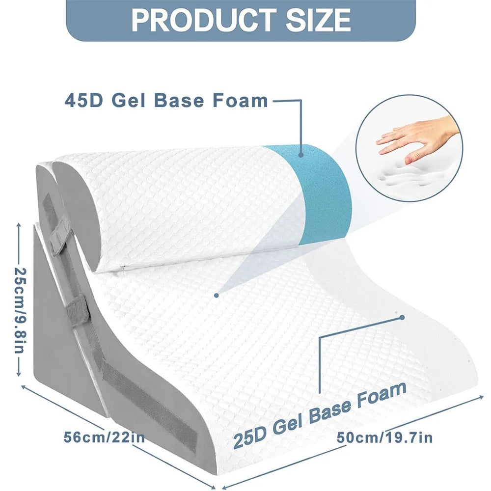 Adjustable Memory Foam Wedge Pillow With Neck Bolster Support