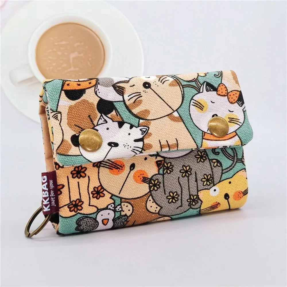 Canvas Totoro Wallet With Multi Pocket Coin Organizer