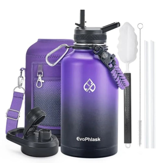 Vacuum Insulated Water Bottle Keeps Cold With Strap For Travel Sport