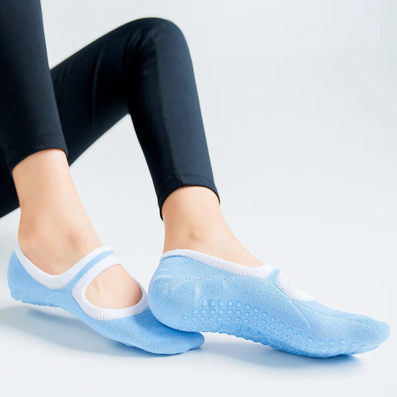 Women Breathable Yoga Socks Anti-Slip Cotton Blend Pilates Dance Training