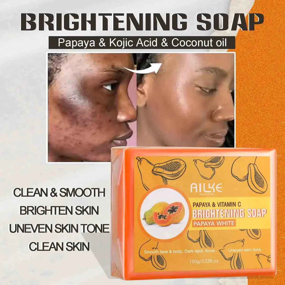 AILKE Glutathione Skin Care Set With Brightening Soap And Cream