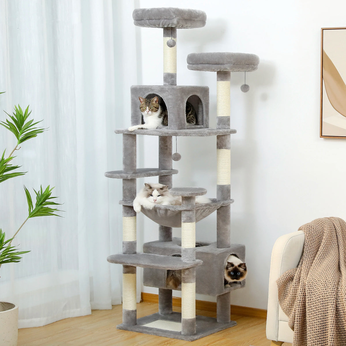 Pecuulti Multi Level Cat Tree With Scratching Posts Hammock And Perch