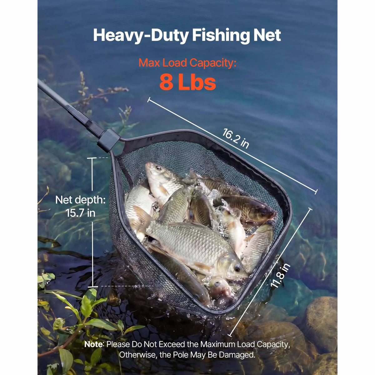 SucceBuy Foldable Telescopic Fishing Net With Aluminum Frame