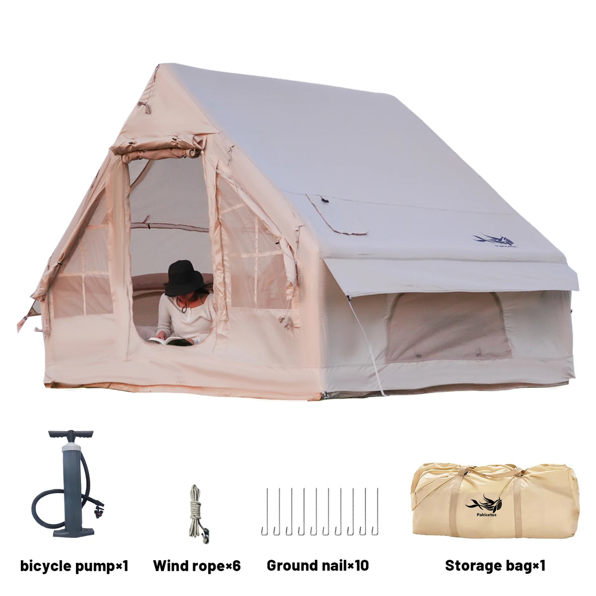 Pakicetus Waterproof Inflatable Family Camping Tent With Stove Plug
