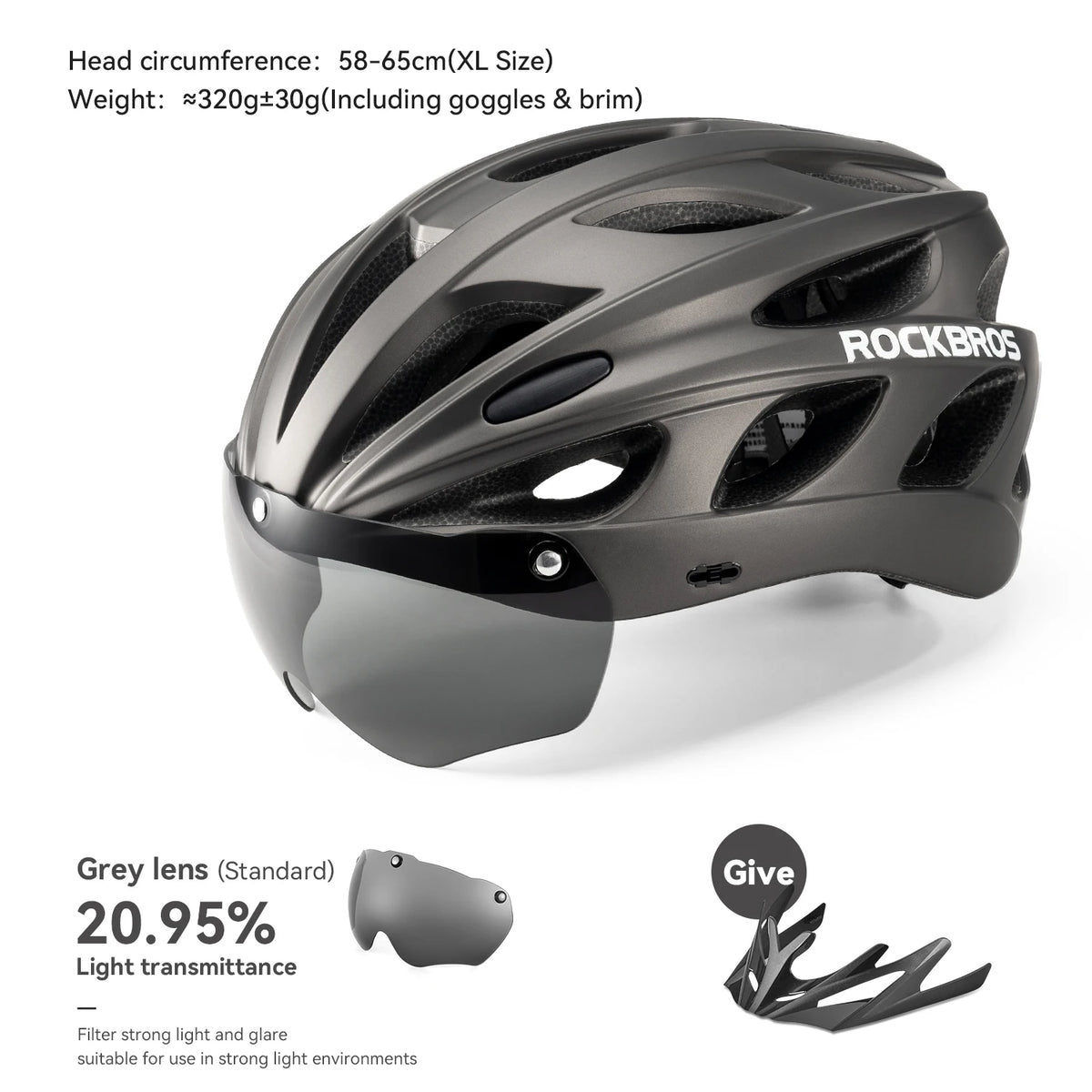 Rockbros Lightweight Cycling Helmet With Goggles For Riding