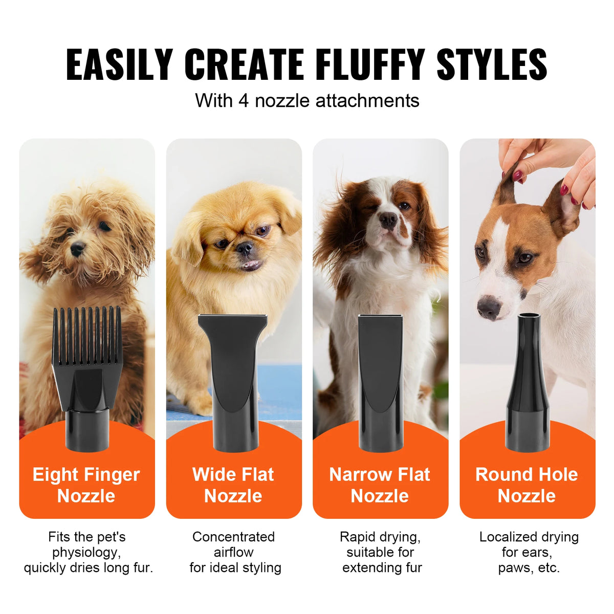 SucceBuy Dog Grooming Dryer With Adjustable Speed Temperature And Nozzles