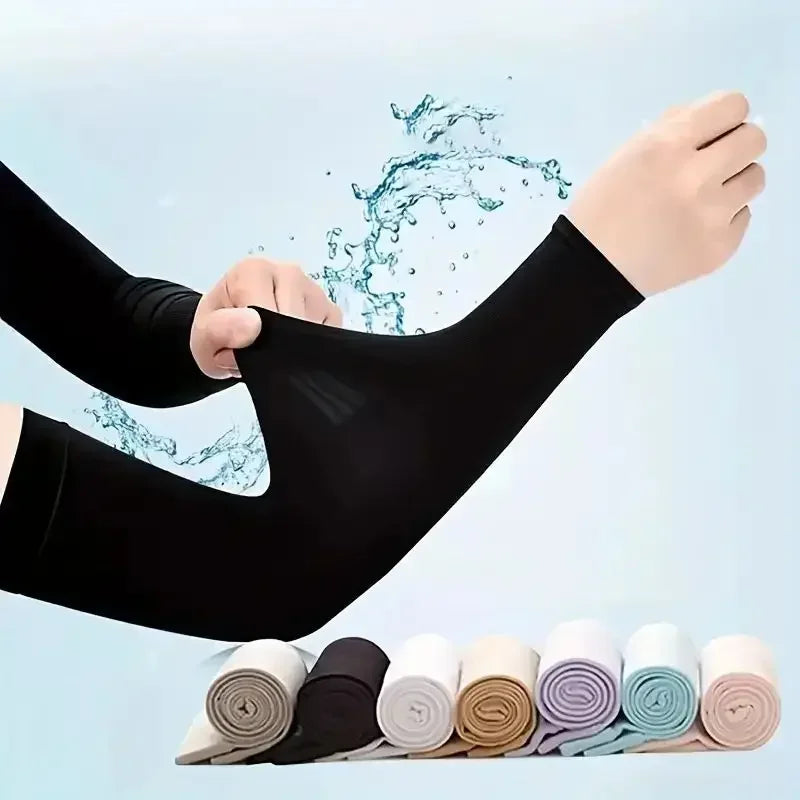 Ice Silk Cooling Arm Covers For Outdoor Sun Protection