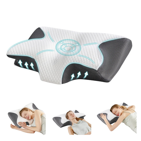 JHK Ergonomic Memory Foam Cervical Neck Pillow With Cooling Cover