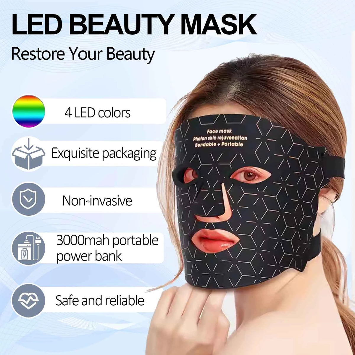Portable Led Face Mask For Light Therapy And Skin Rejuvenation