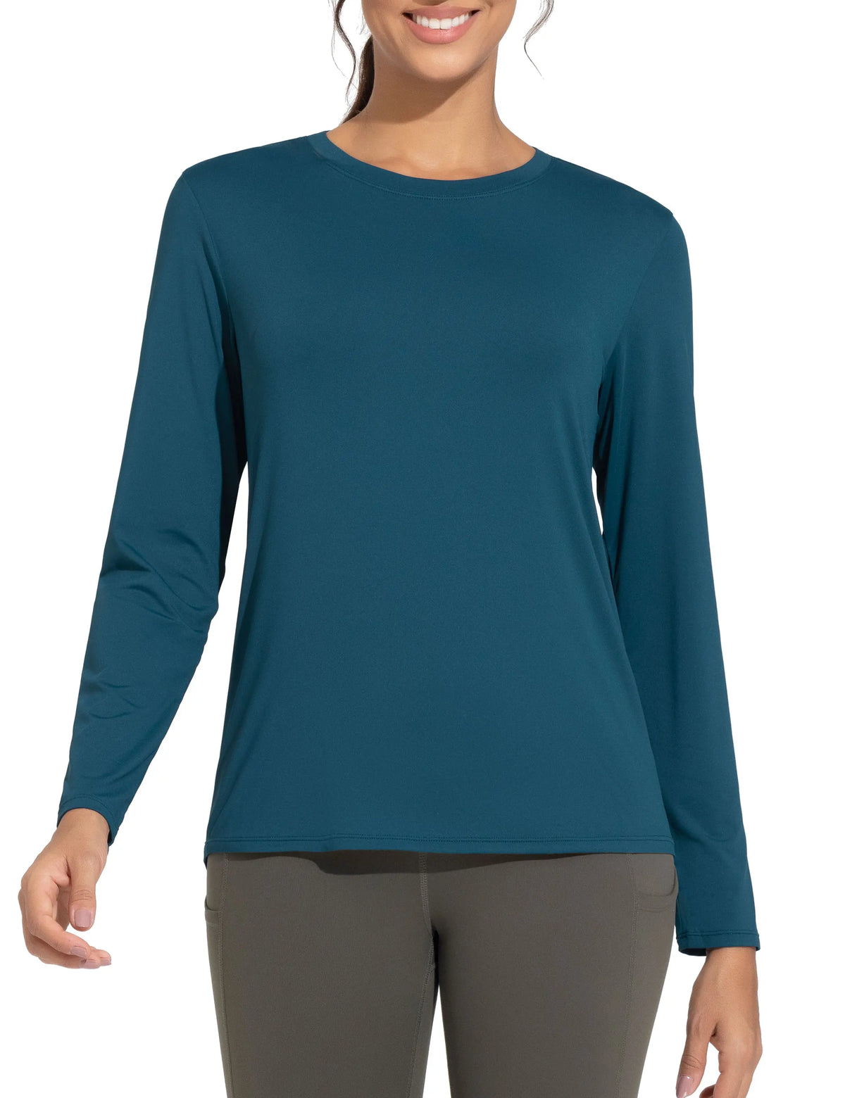 THE GYM PEOPLE Women's Ultra Soft Long Sleeve Workout Shirts Basic Crewneck Athletic Running Tops