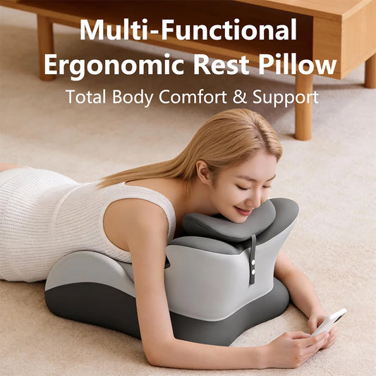 Ergonomic Memory Foam Prone Reading Pillow With Removable Headrest