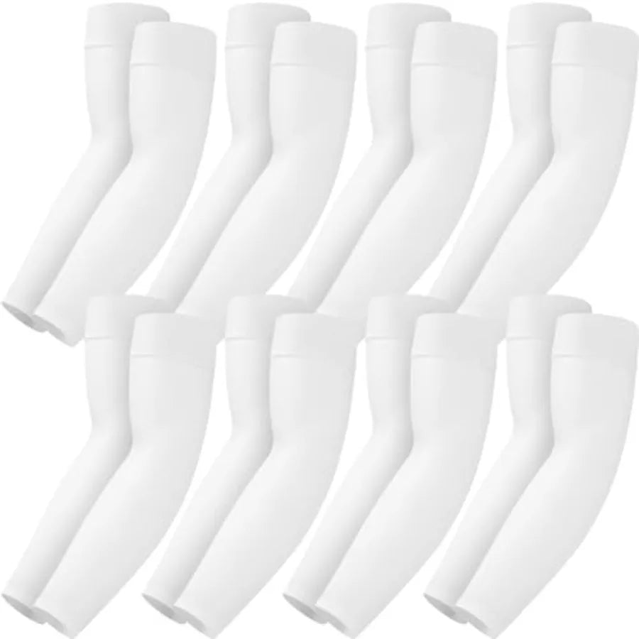 8 Pairs Soft Arm Sleeves, UV Sun Protection Cooling Compression Arm Covers for Outdoor Work, Sports, Men and Women