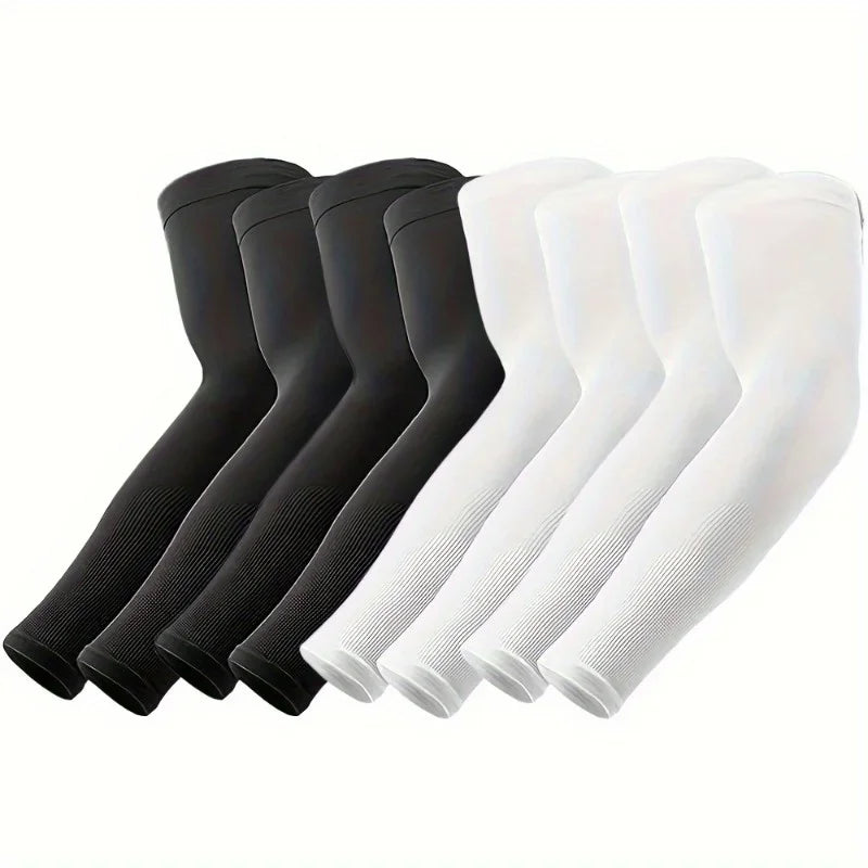 1/4pairs Ice Silk Sleeves Breathable Anti-UV Cycling Running Arm Covers Unisex Elastic Sunscreen Cooling Basketball Arm Sleeves