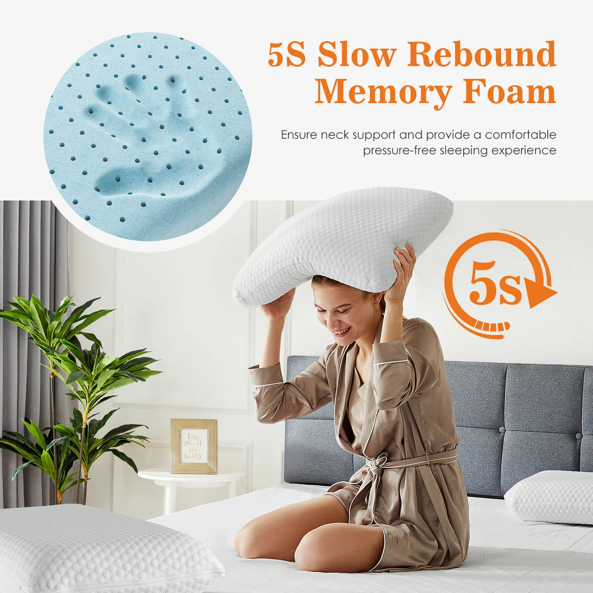 MCQ Memory Foam Neck Pillow For Travel And Bed Comfort
