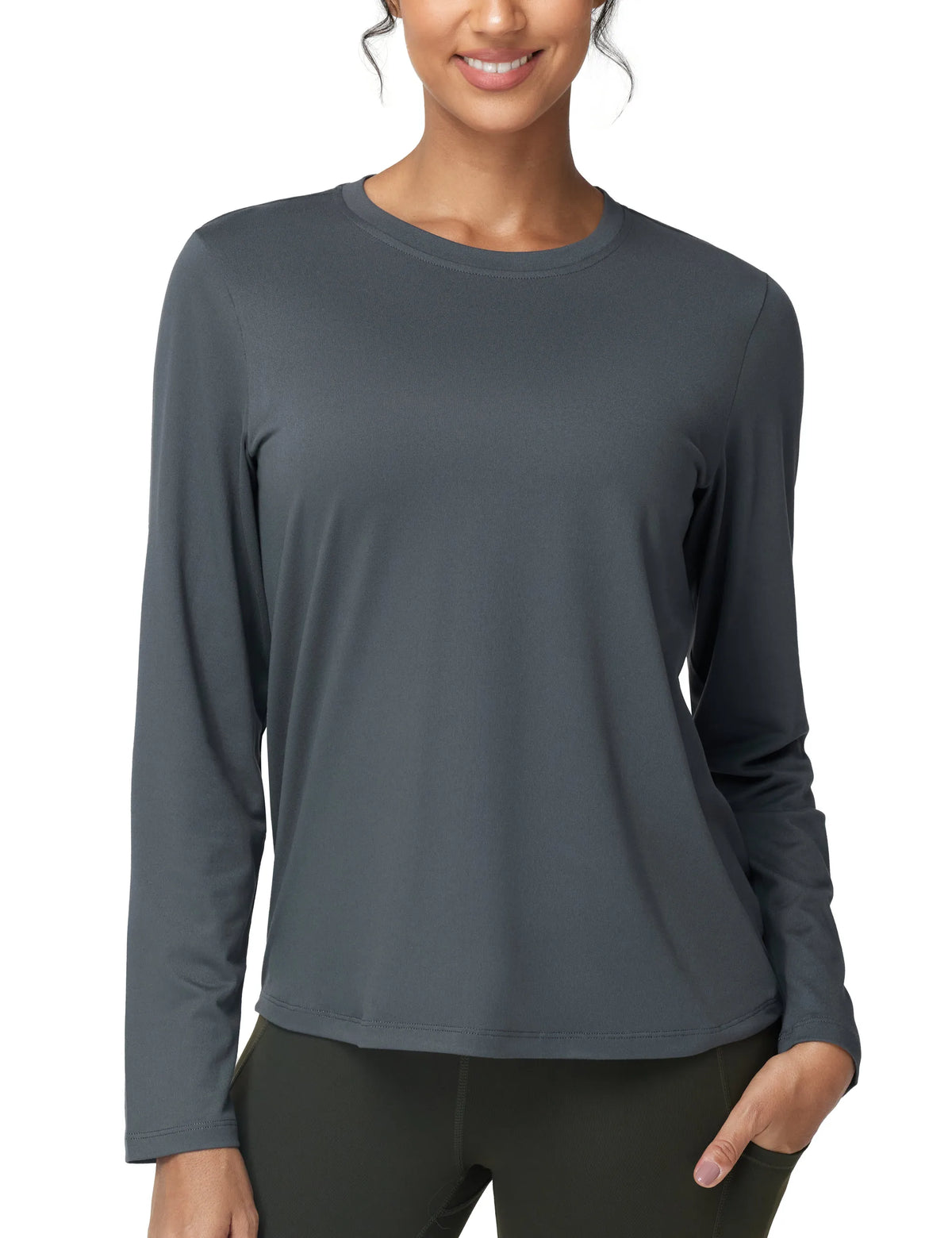 THE GYM PEOPLE Women's Long Sleeve Soft Workout Shirts Basic Crewneck UPF 50+ Sun Lightweight Fall Athletic Running Tops