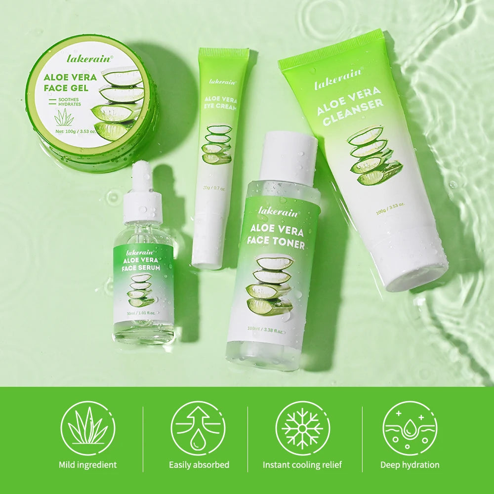 Lakerain Aloe Vera Skincare Set For Deep Moisturizing Facial Care