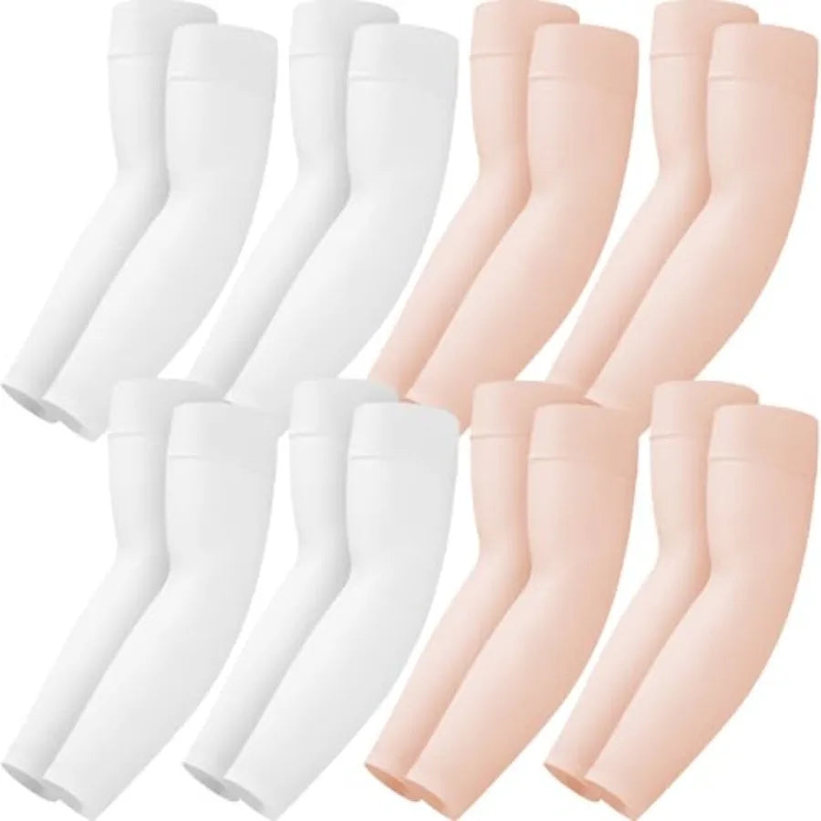 8 Pairs Soft Arm Sleeves, UV Sun Protection Cooling Compression Arm Covers for Outdoor Work, Sports, Men and Women