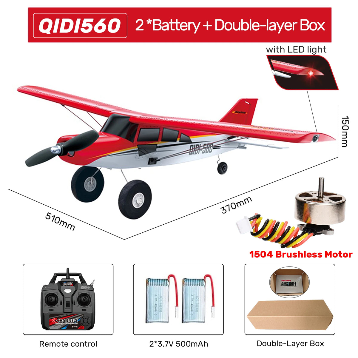 JIKEFUN Qidi560 Brushless RC Airplane With LED Lights