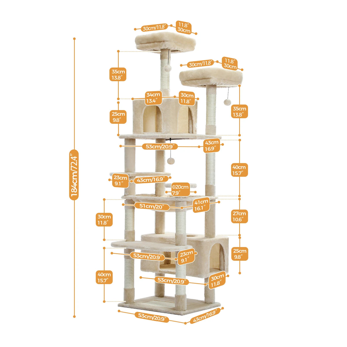 Pecuulti Multi Level Cat Tree With Scratching Posts Hammock And Perch
