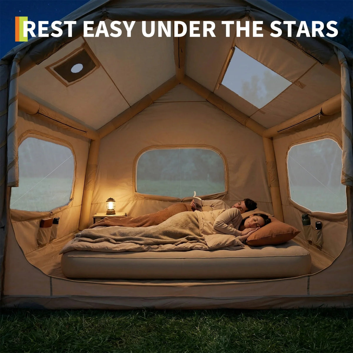 Himiss Inflatable Camping Tent Weather Resistant Quick Setup Outdoor Shelter