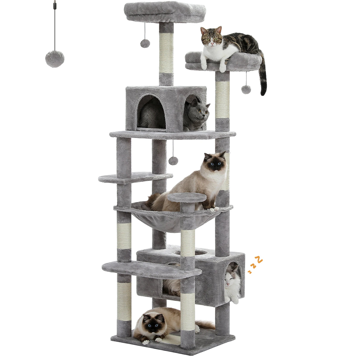 Pecuulti Multi Level Cat Tree With Scratching Posts Hammock And Perch